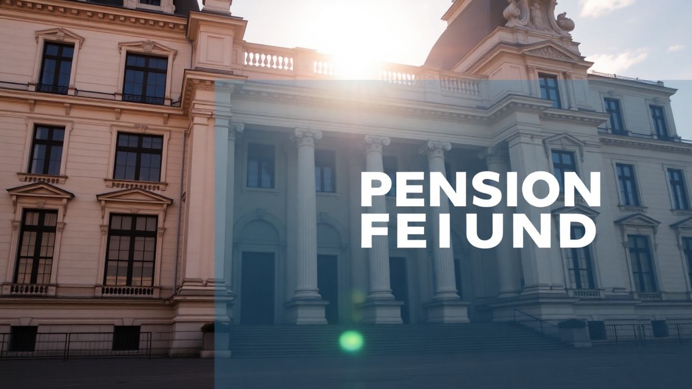 Bâtiment du parlement français avec un graphique de fonds de pension.