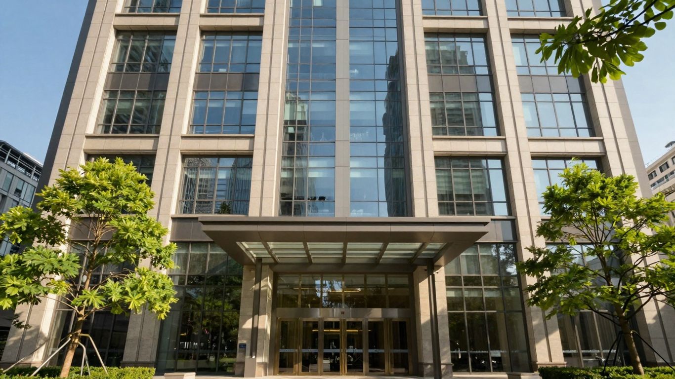 Modern hedge fund office building exterior