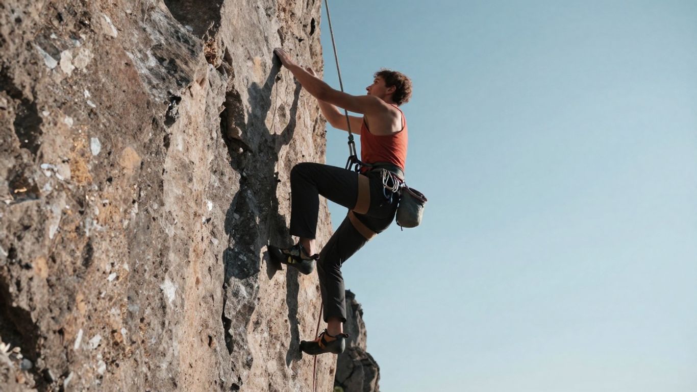 Personne faisant de l'escalade par une journée ensoleillée