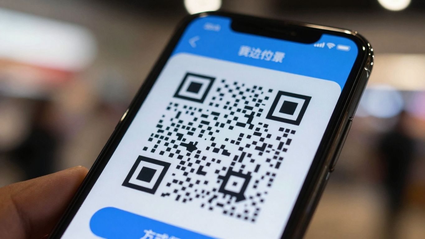 Smartphone displaying a Flowcode QR code for marketing.