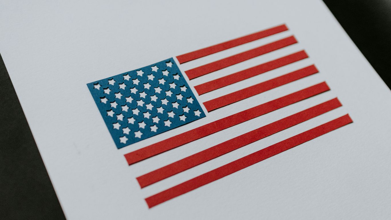 a piece of paper with an american flag on it
