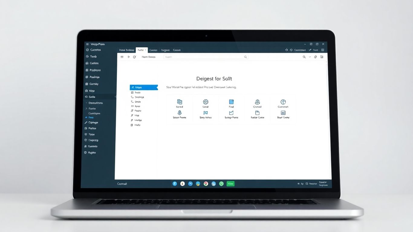 WordPress website dashboard on a laptop screen.
