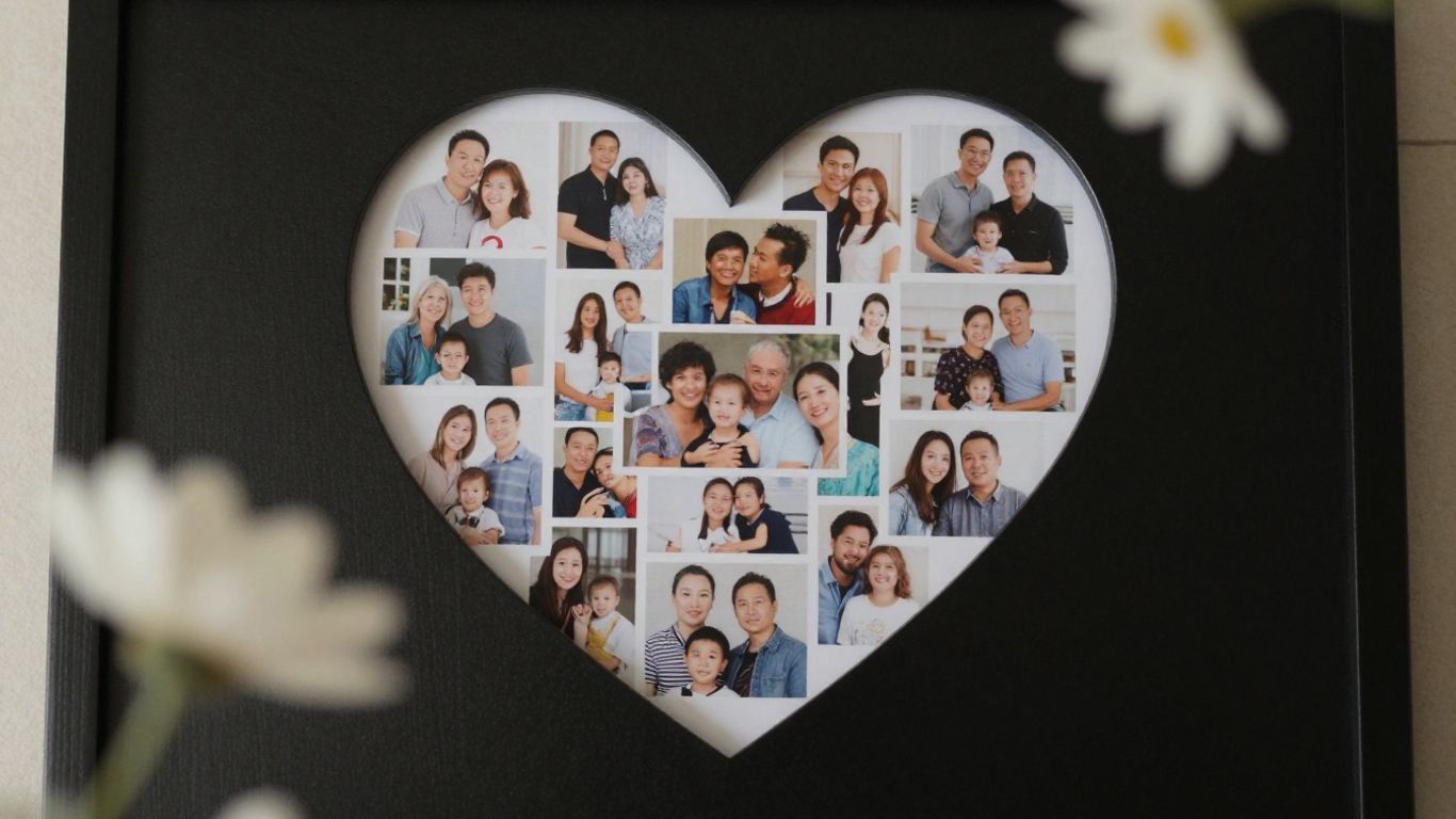 Heart photo collage frame for first Mother's Day gift.