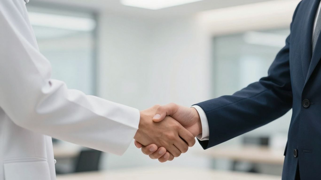 Zwei Geschäftspartner geben sich die Hand.