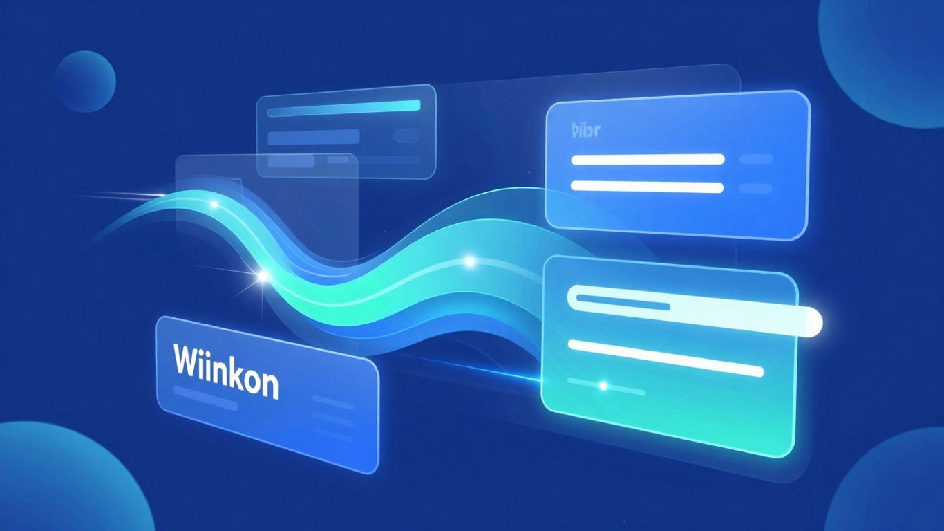 Digital landscape with glowing performance metrics and smooth lines.