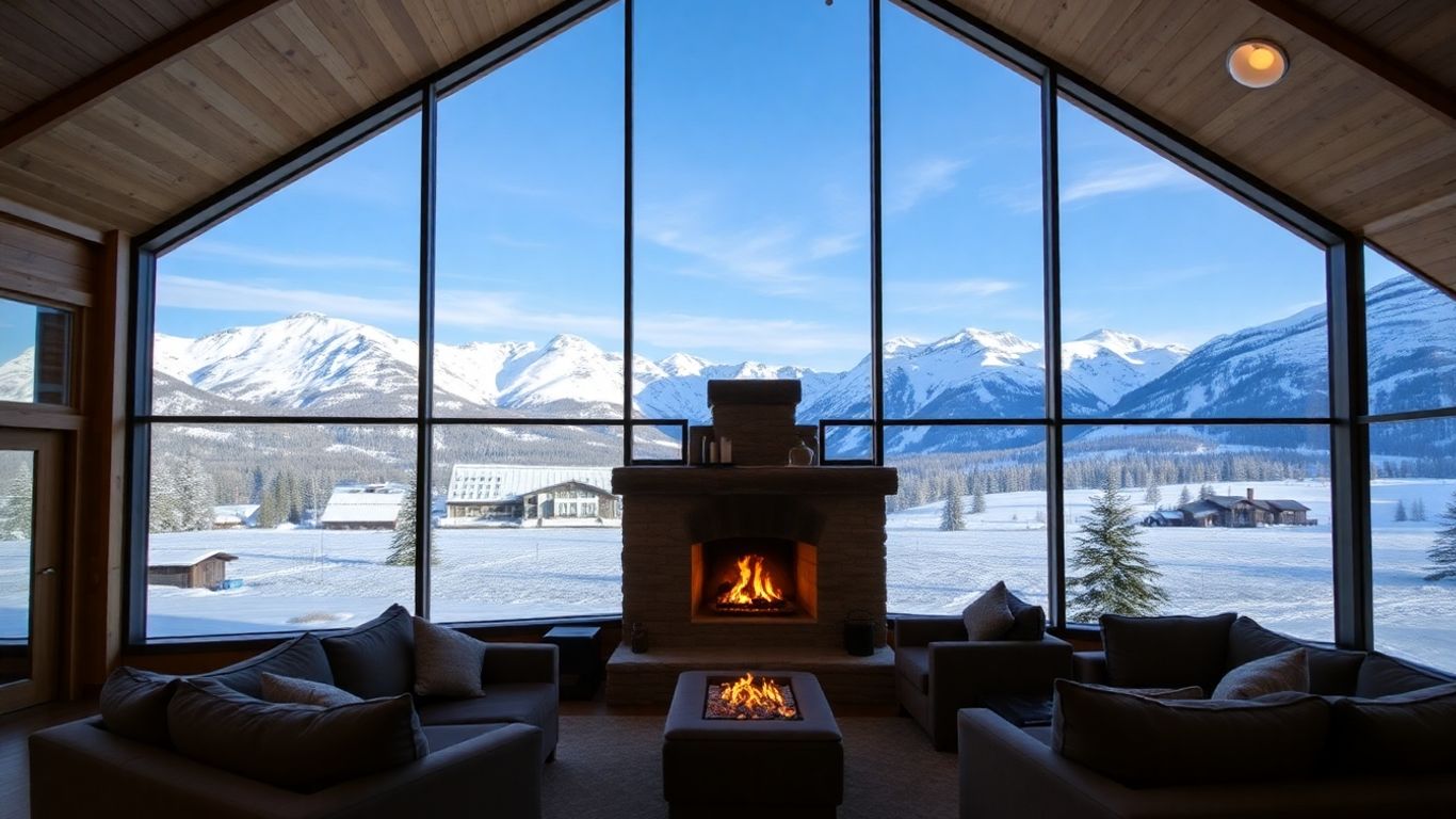 Luxuriöses Berghotel mit Alpenpanorama und Schnee