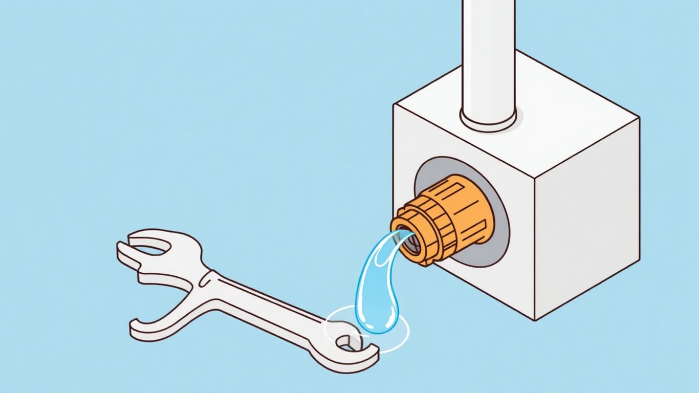 Water heater leaking from pressure release valve, isometric illustration.