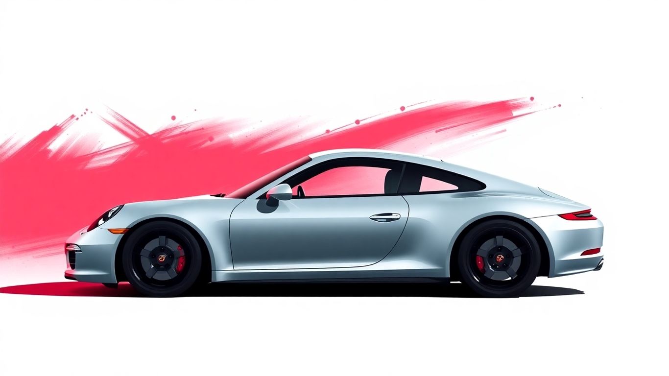 Porsche 911 profile with abstract background
