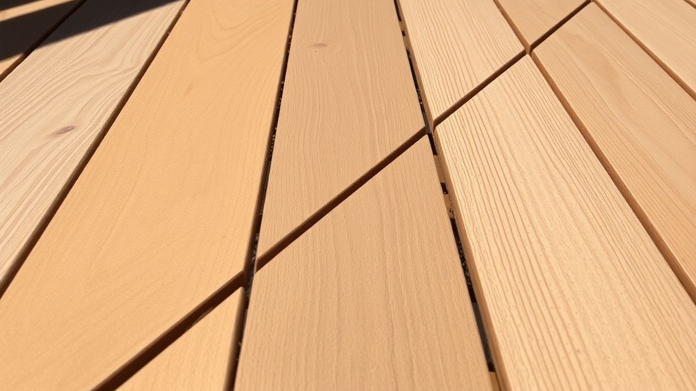 Deck wood with different stain opacities.