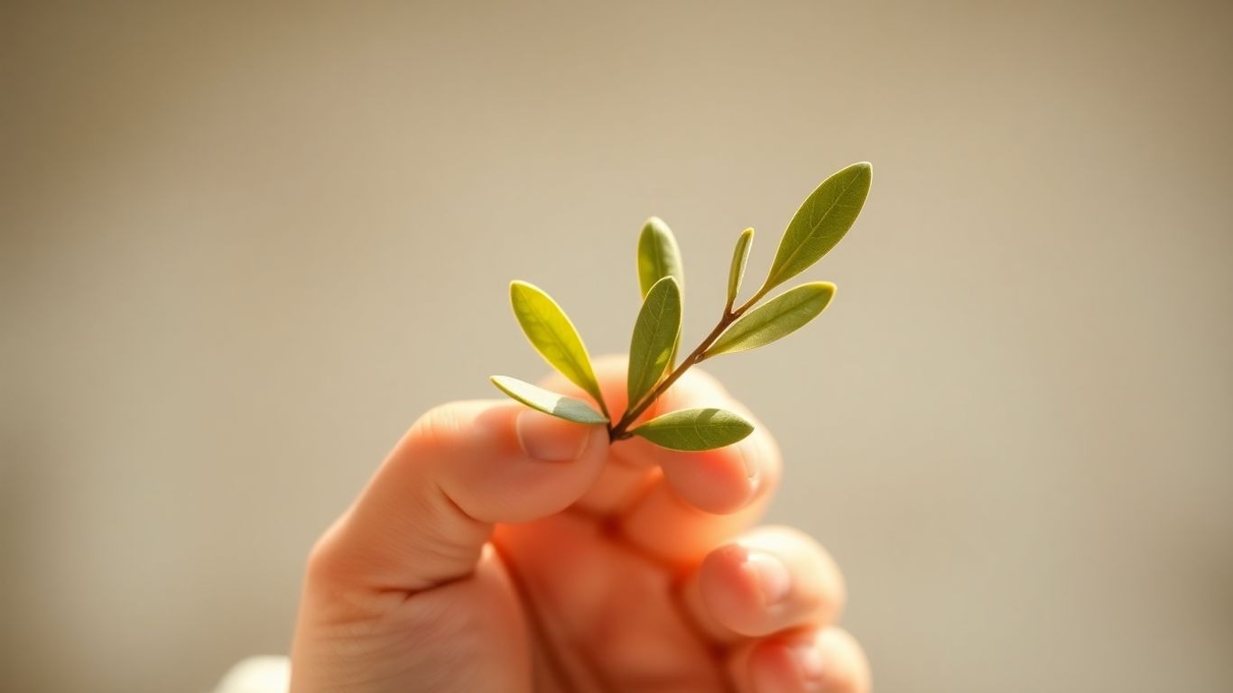 Babyhand hält Olivenzweig, islamische Jungennamen