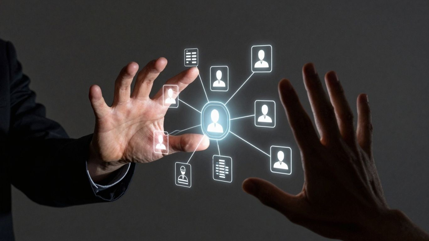 Main qui manipule des interfaces numériques, usurpation d'identité.