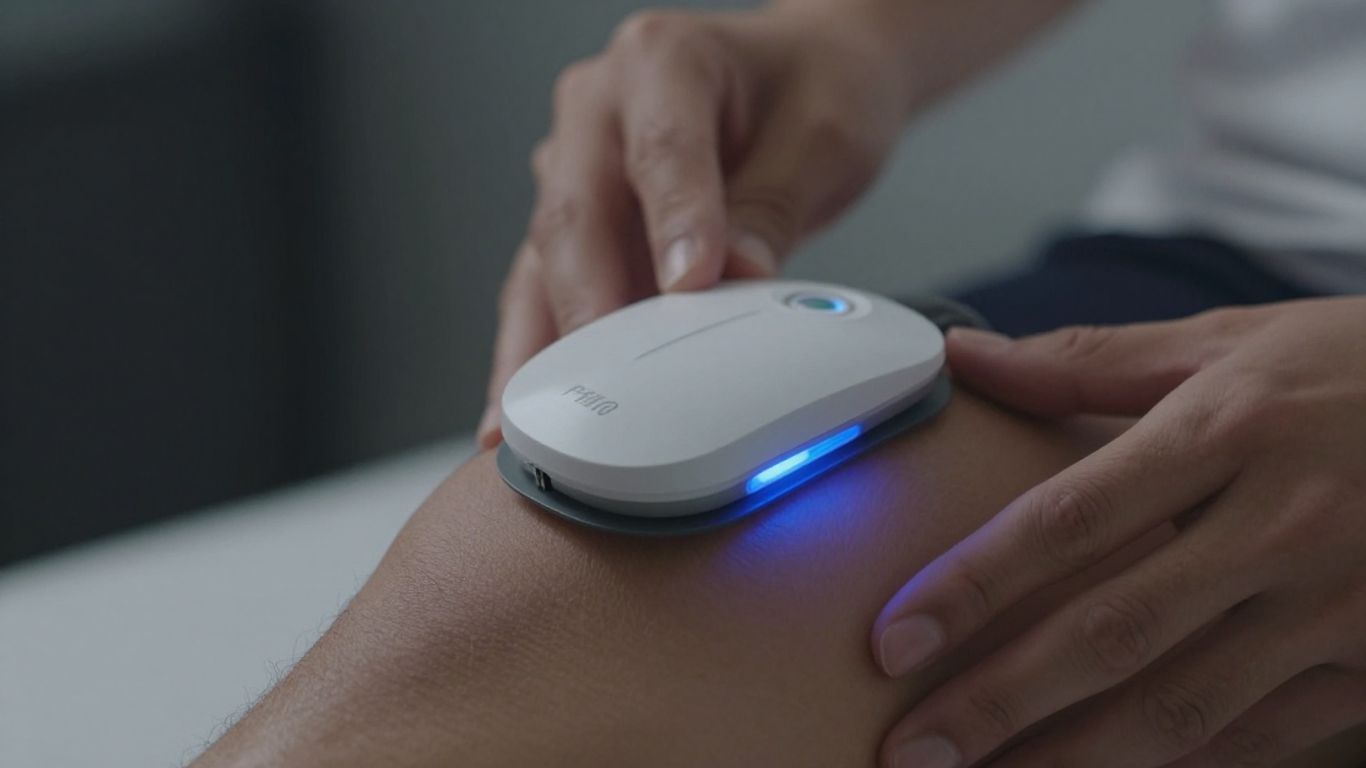 PEMF therapy device on a knee.