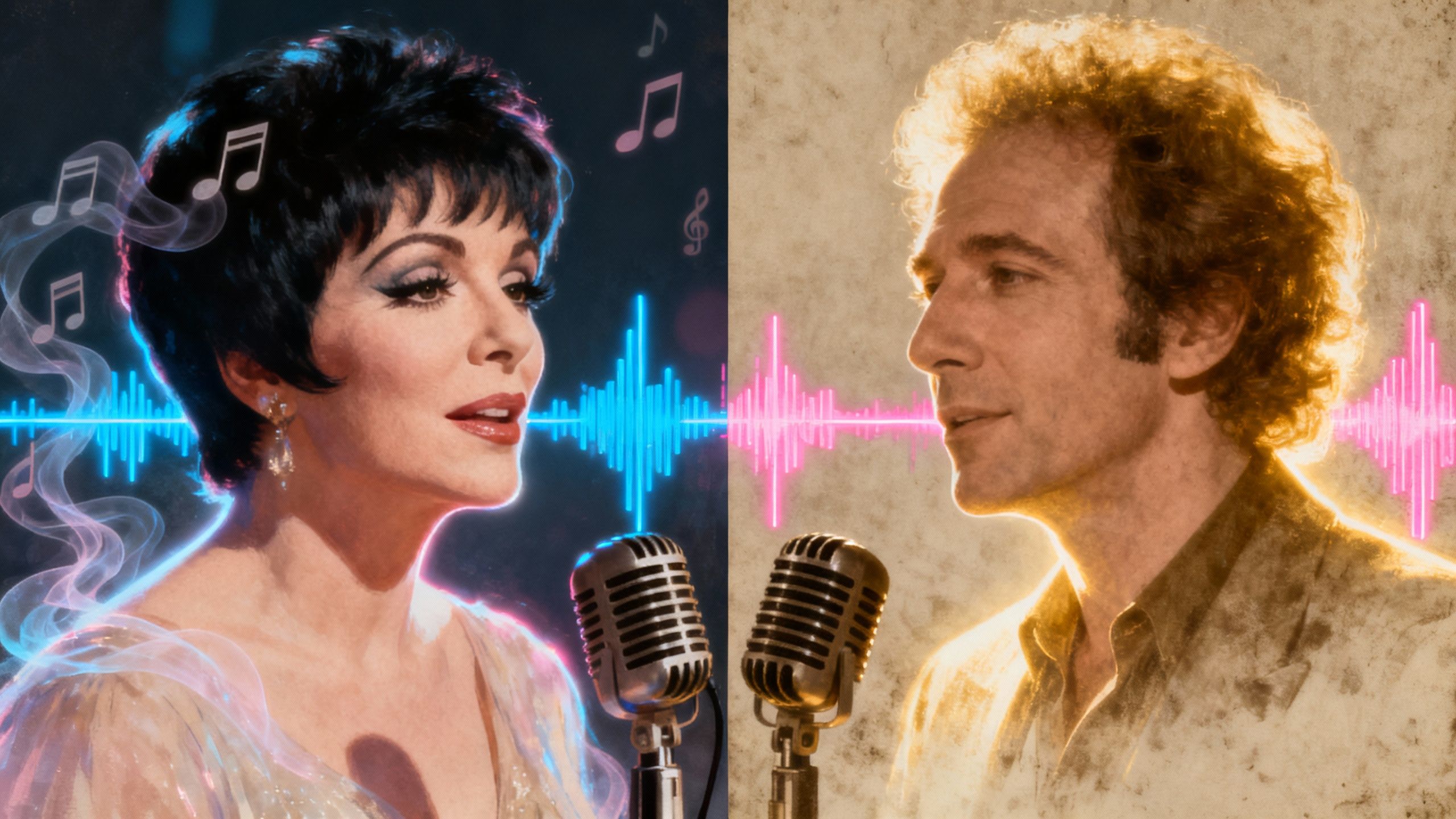 AI-generated voices of [Liza Minnelli] and [Art Garfunkel] in an album.