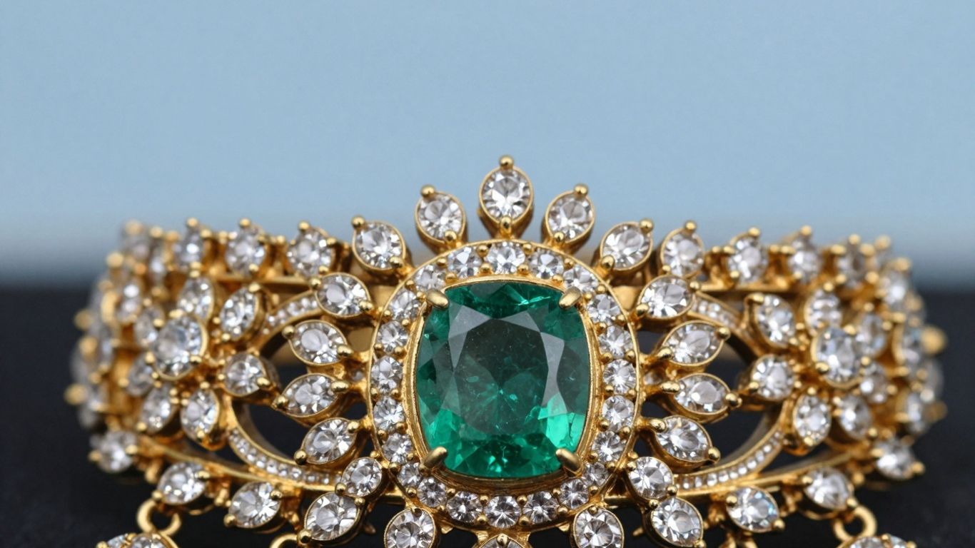 Intricate Polki necklace with uncut diamonds and emeralds.