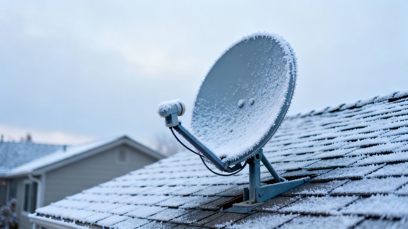 Satellite dish in winter weather