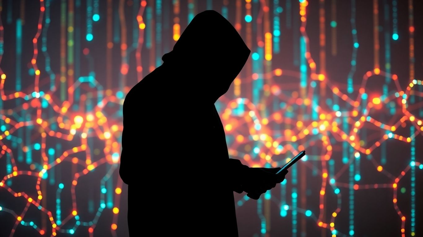 ภาพเงาของบุคคลที่กำลังจัดการข้อมูลดิจิทัล