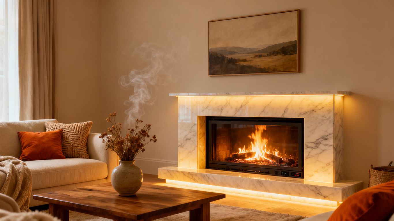 Cozy fireplace upgrade in a living room.