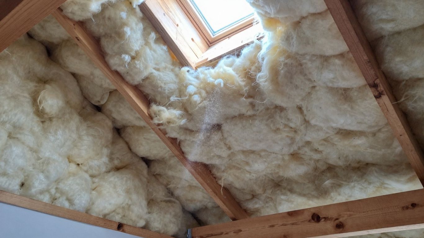 Attic insulation in a Wisconsin home.