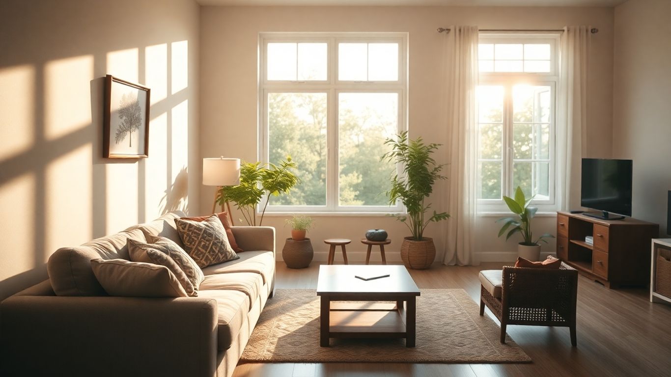 Casa tranquila con luz solar y sensación de seguridad.