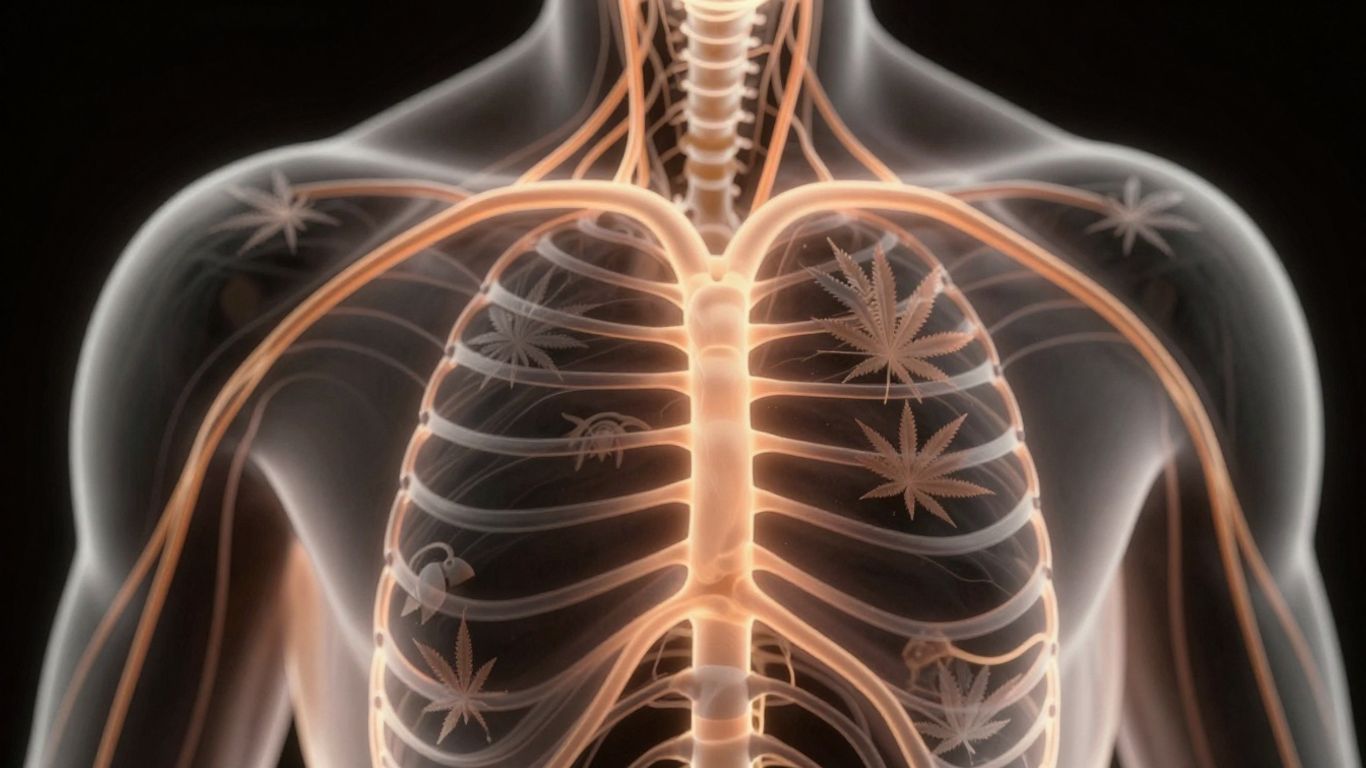 Human nervous system with cannabis leaf integration.