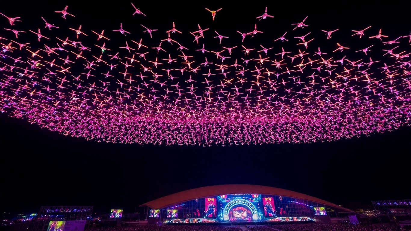 Pertunjukan drone spektakuler di malam hari