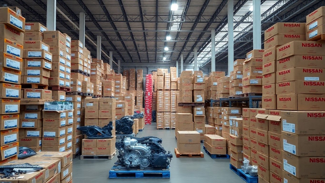 Nissan parts in a warehouse