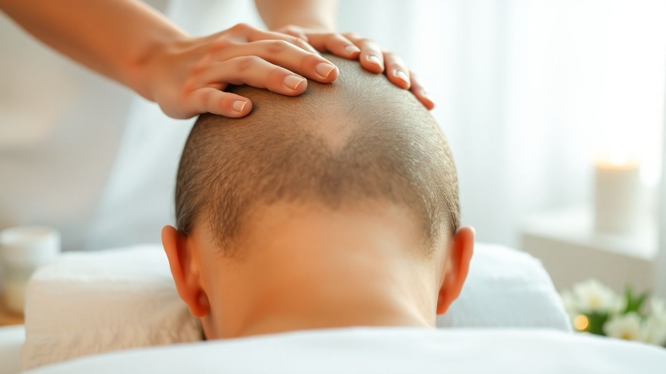 Massage de la tête pour soulager les migraines.