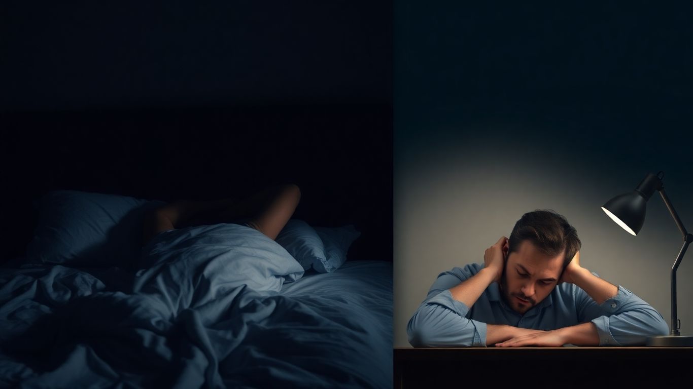 Pessoa com insônia e cansaço devido a desregulação hormonal.