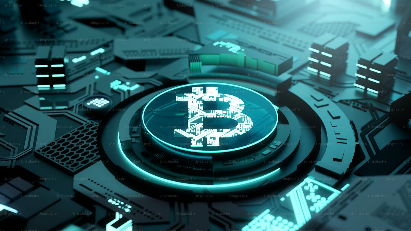 Digital representation of Bitcoin on a futuristic circuit backdrop.