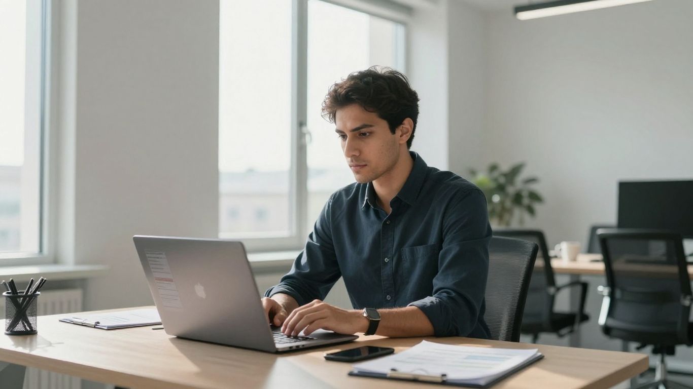 Person reviewing investment data on a laptop.