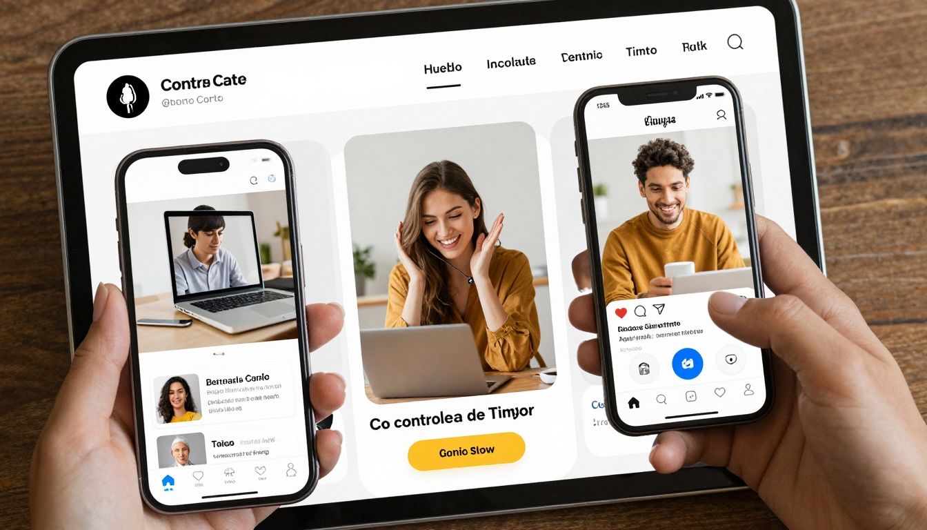 Capa ilustrando pessoas utilizando apps de controle de tempo em diferentes dispositivos