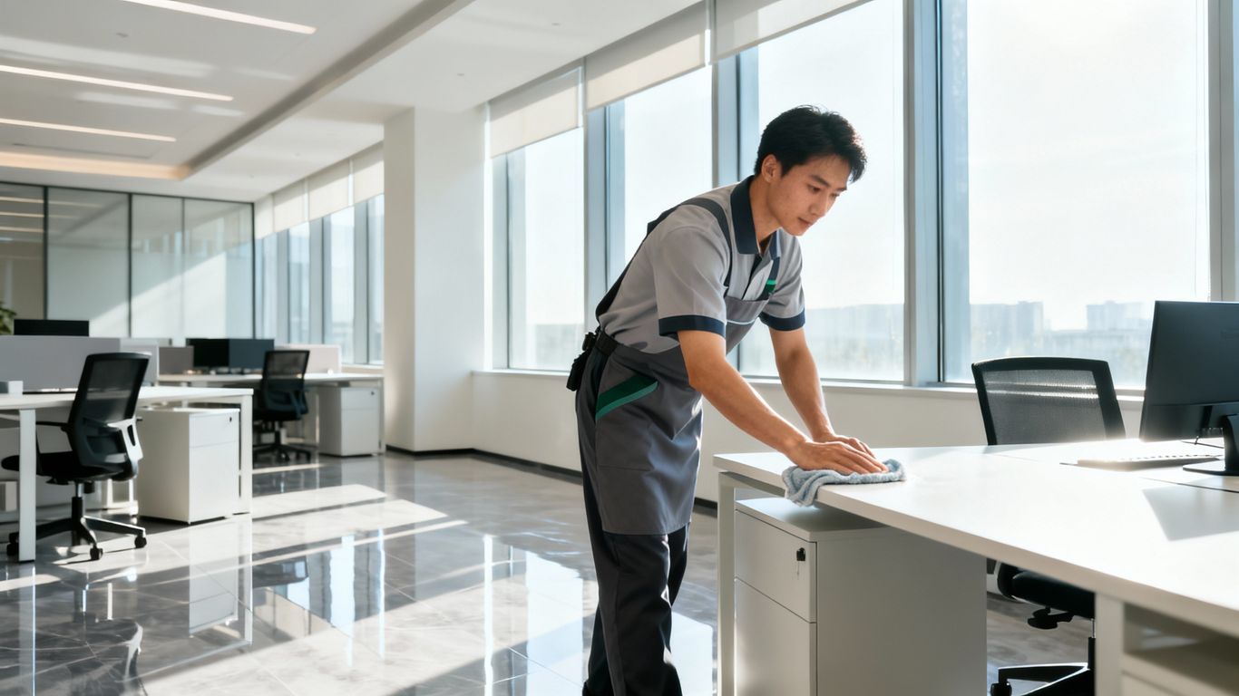 Čistá kancelária s profesionálnym upratovačom