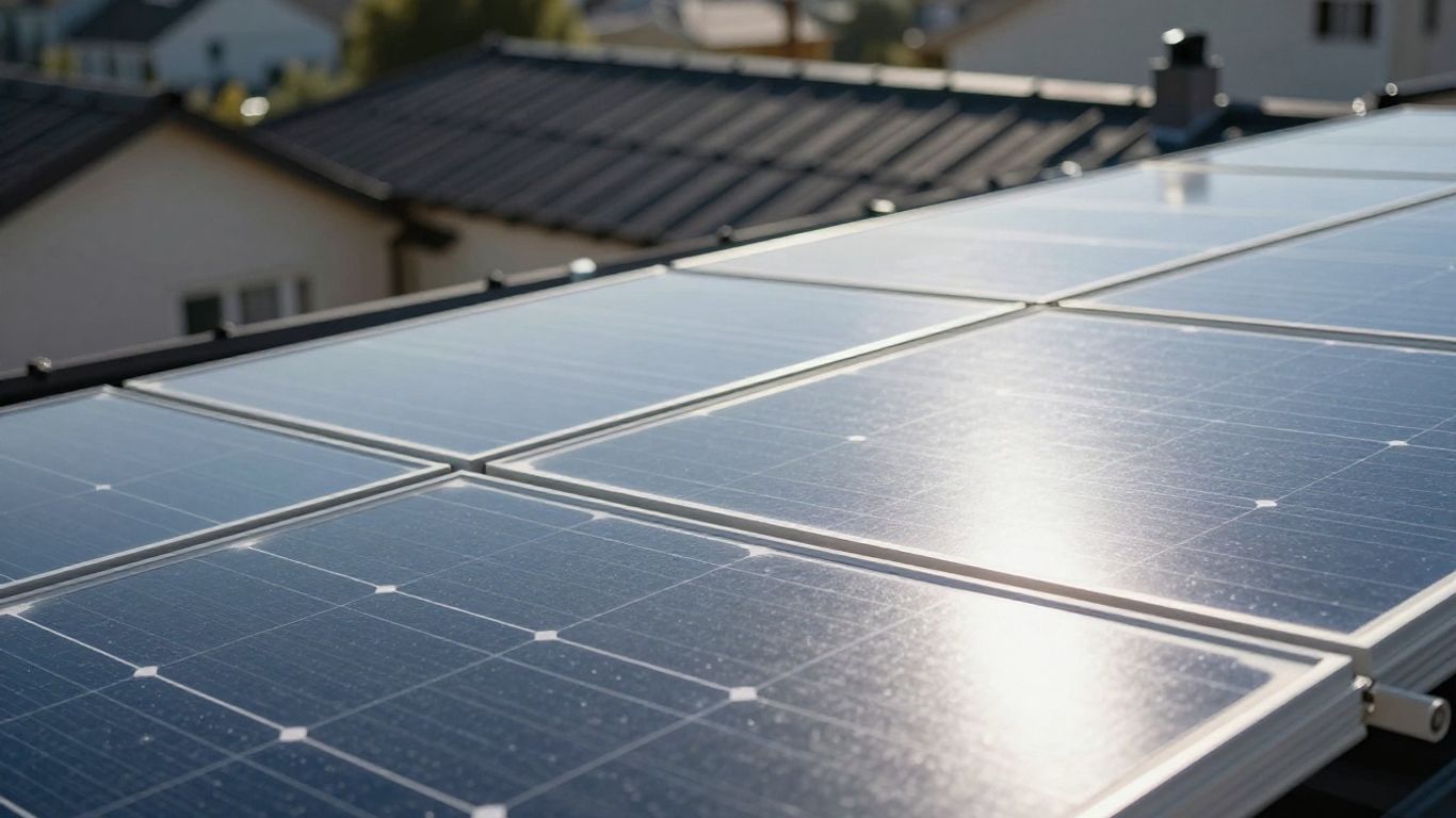 住宅の屋根にあるモダンなソーラーパネル。