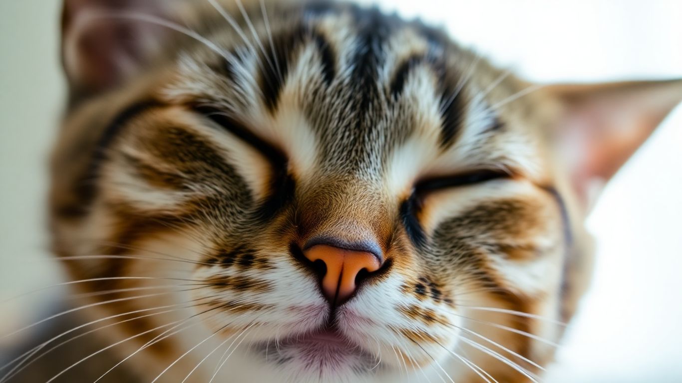 Cat giving a slow blink with eyes half-closed.