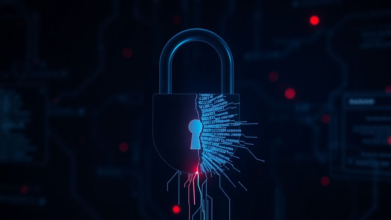 Cadenas brisé avec flux de données numériques sortant.