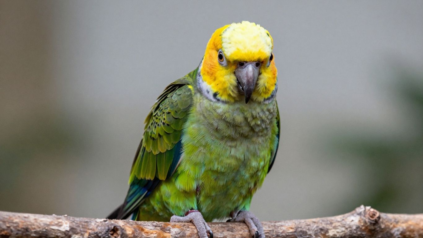 Yellow Crowned Amazon parrot perched on a branch.