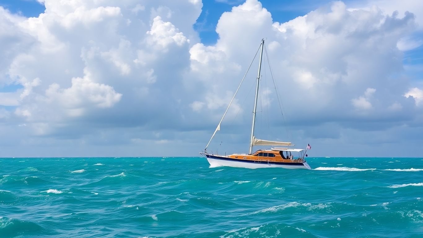 Sailboat on rough seas during hurricane season.