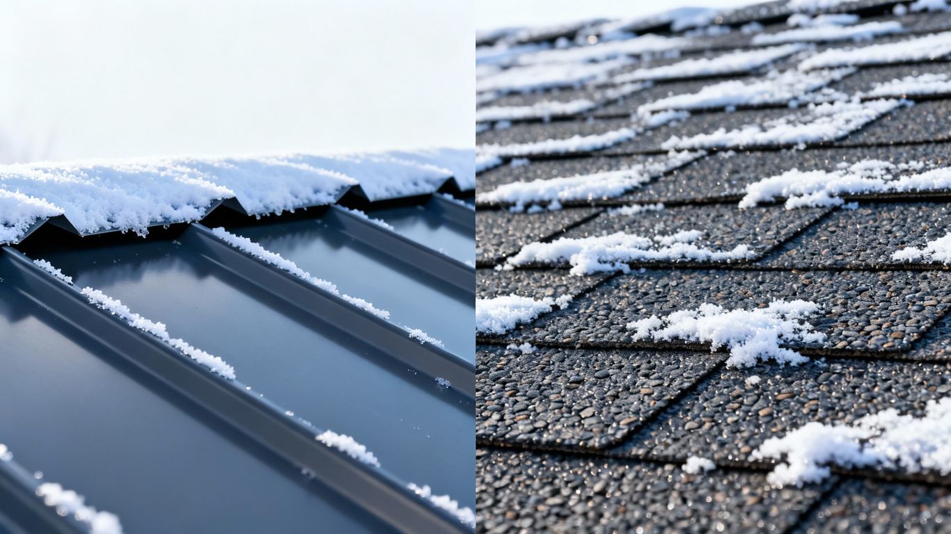Metal vs. shingle roof in Maryland winter snow.