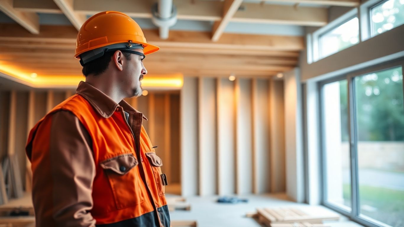 Contractor overseeing residential construction project.