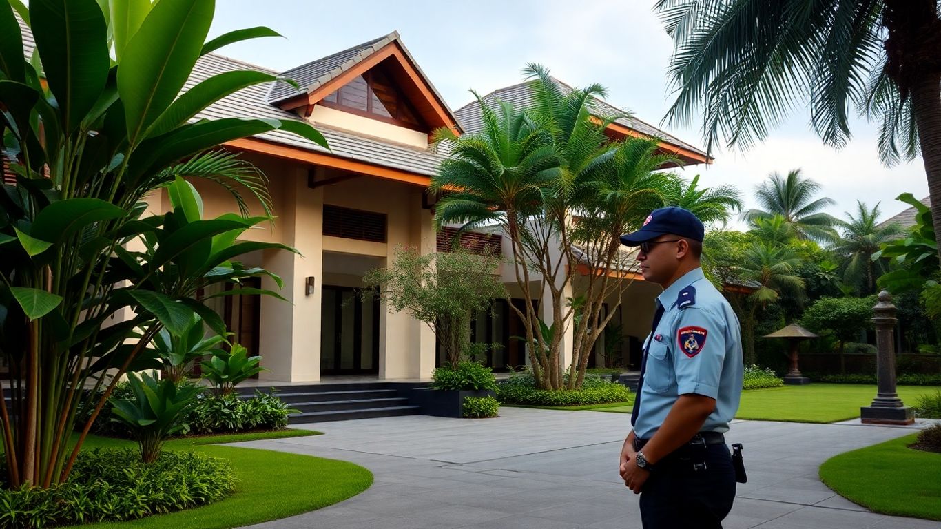 Balinese villa security guard at entrance