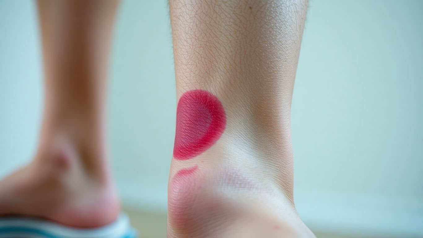 Ankle sprain with swelling and bruising.