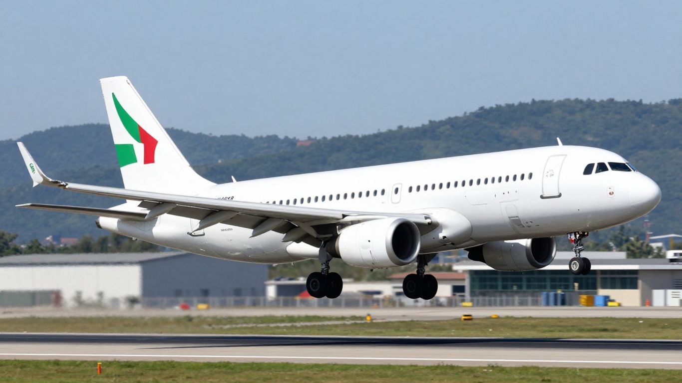Avion atterrissant &agrave; l'a&eacute;roport de Bologne