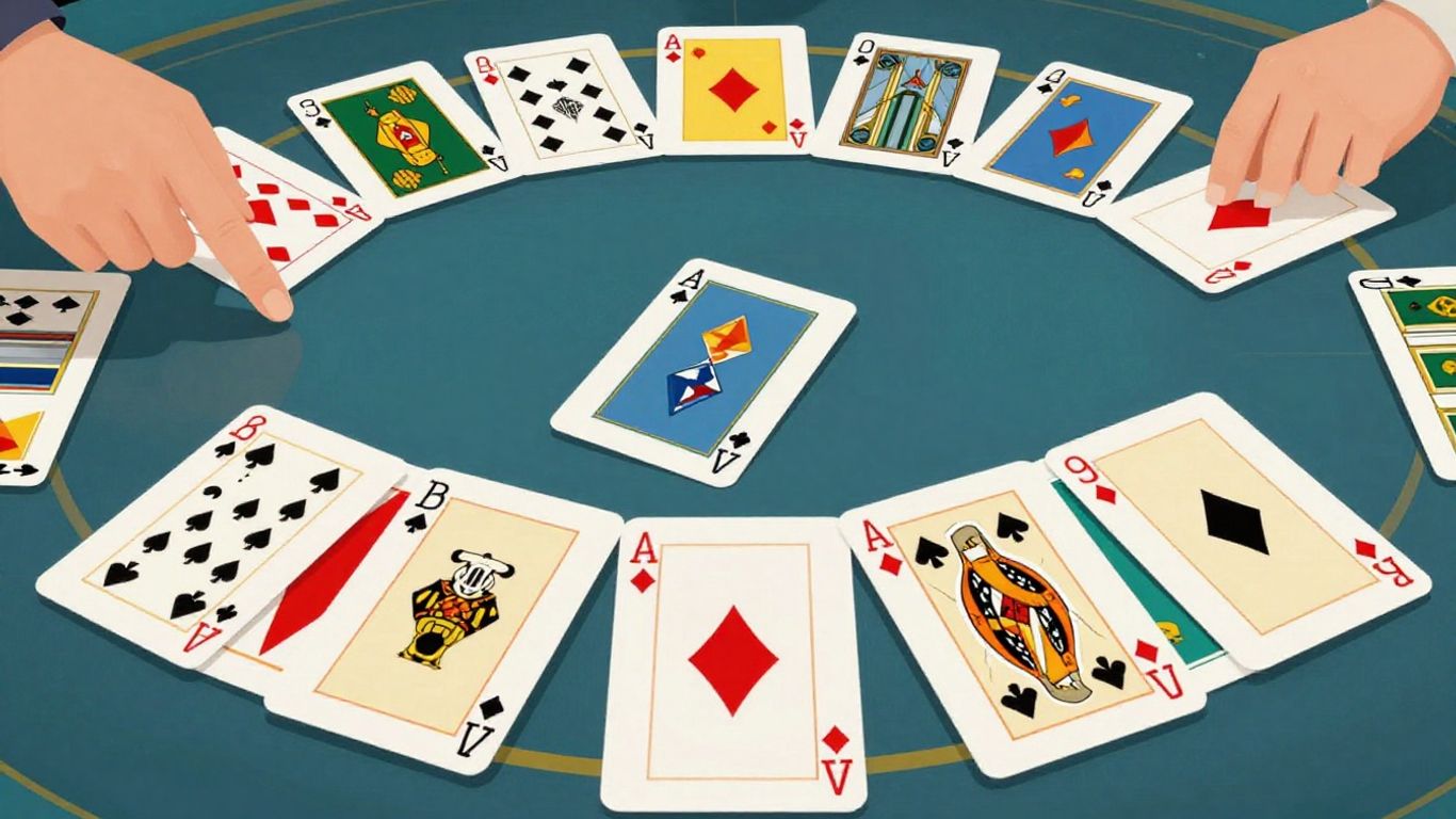 Classic Solitaire game with fanned cards.