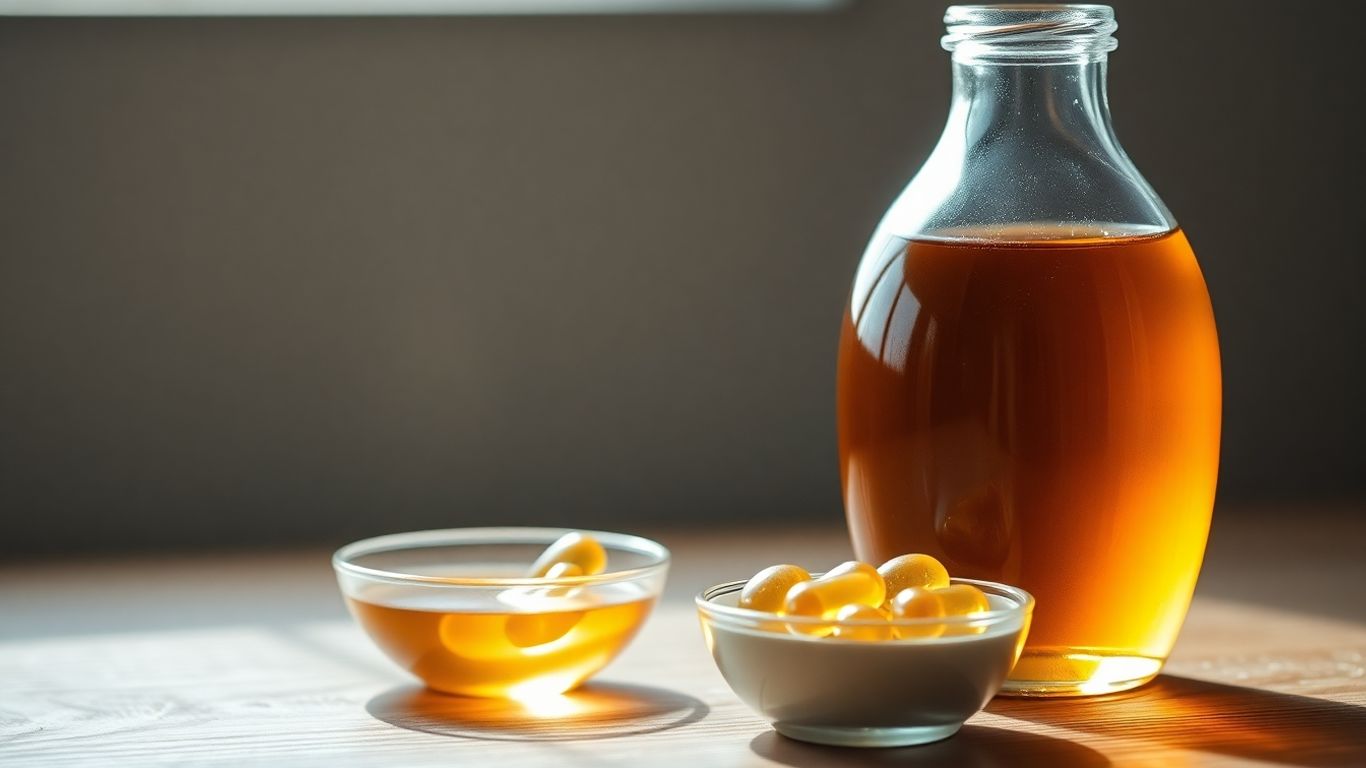 Bottle and capsules of cod liver oil
