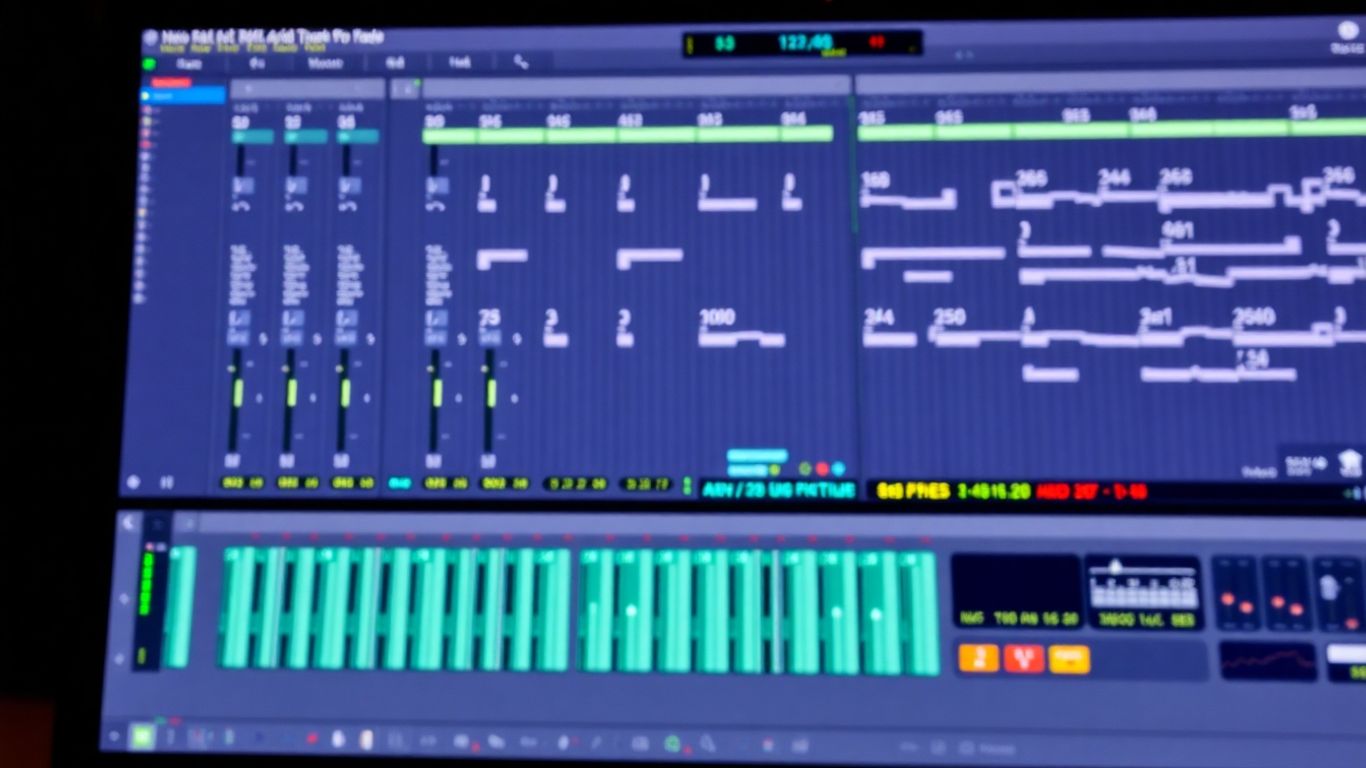 Pro Tools DAW interface with audio tracks and faders.