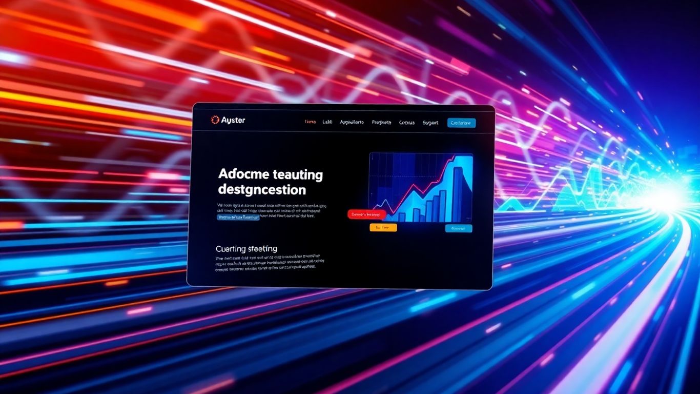 Website speed lines and digital growth elements.