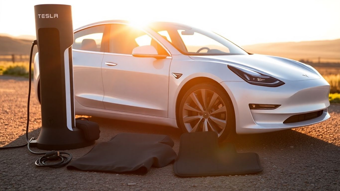 Tesla accessories for the 2025 season with a Model 3.