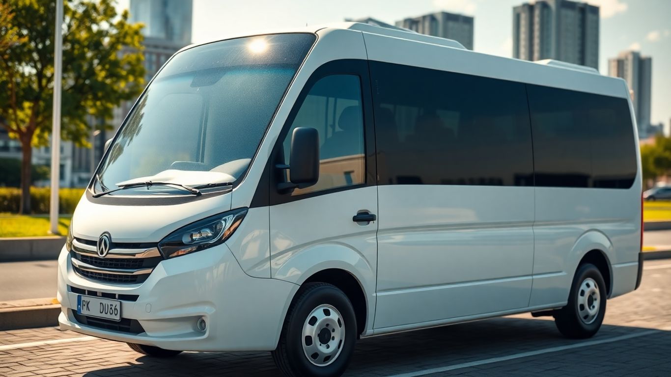 Modern minibus ready for hire near London Slough.