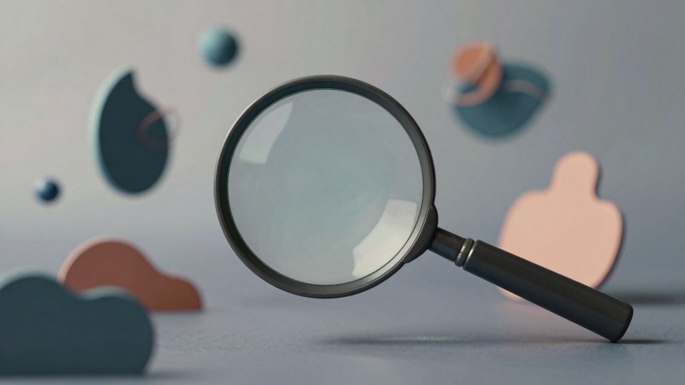 Loupe sur des formes abstraites, erreur SEO