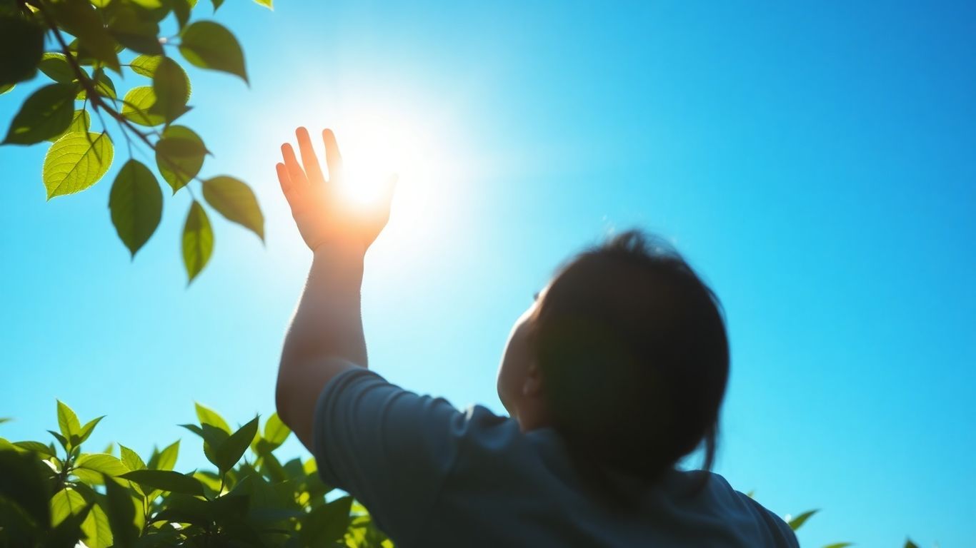 Person reaching for light, personal growth